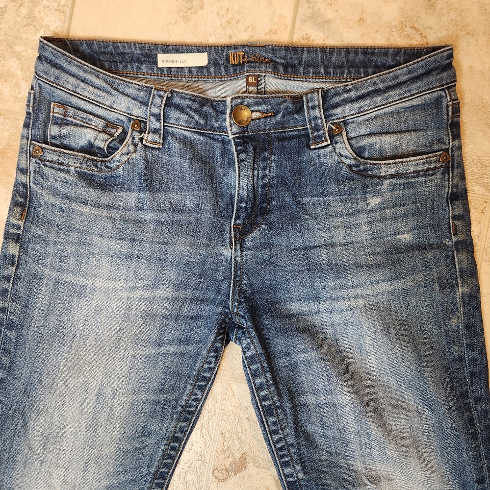 Kut From The Kloth Jeans Straight Leg Light Wash Size 6L Cotton Spandex - Picture 2 of 6